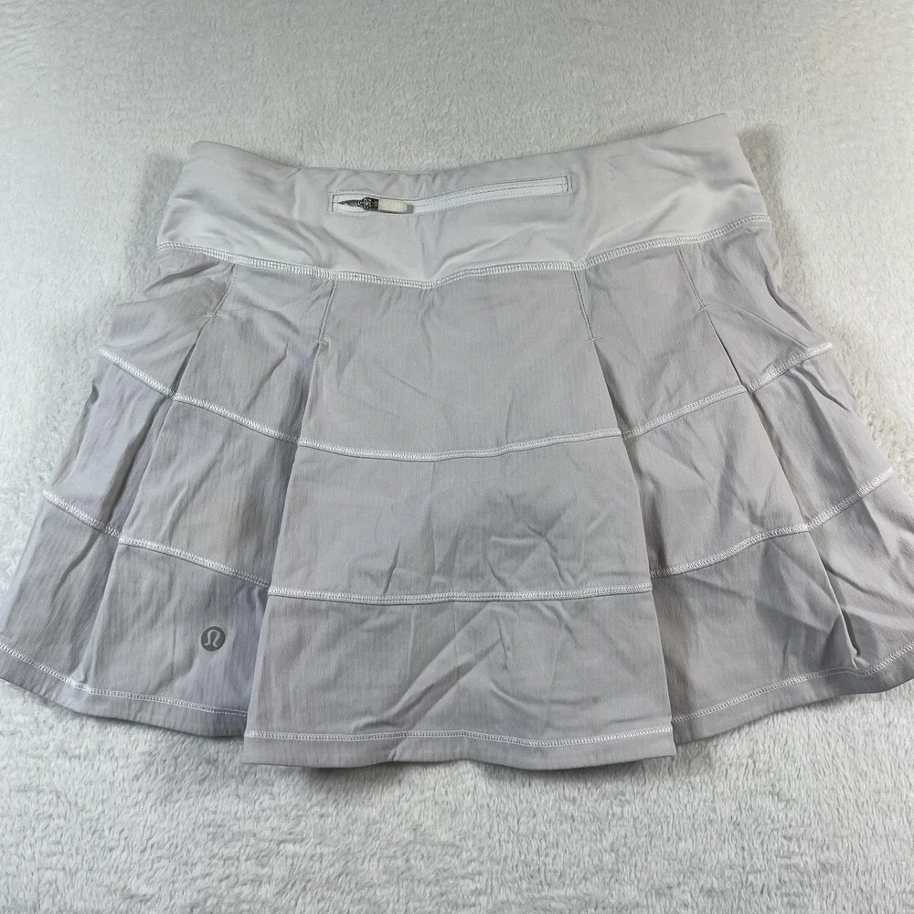 Lululemon Skort Womens 2 Tall Gray Athletic Running Tennis Lined Zip Pocket